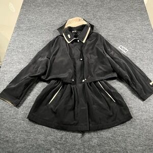 Weather Tamer Windbreaker Jacket Womens Large Black Lined Hooded Full Zip Winter